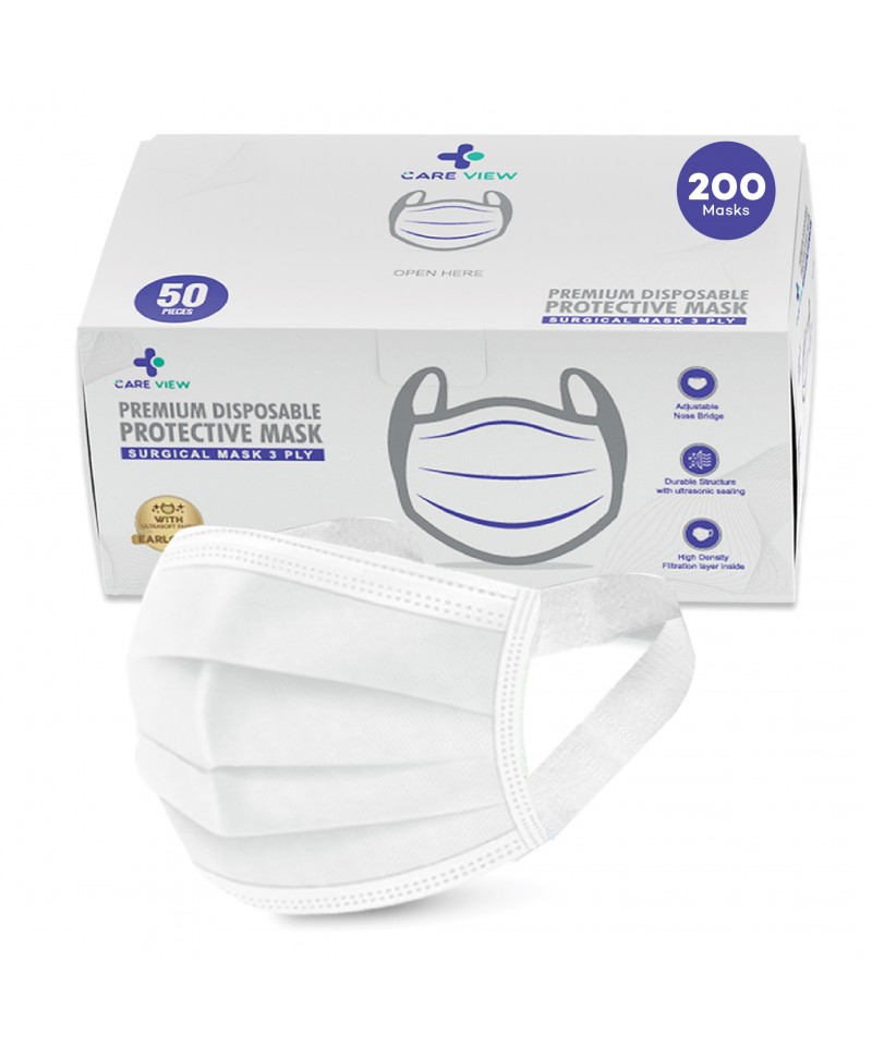 Careview 3 Ply Disposable Surgical Face Mask with Fabric Ear loop Box